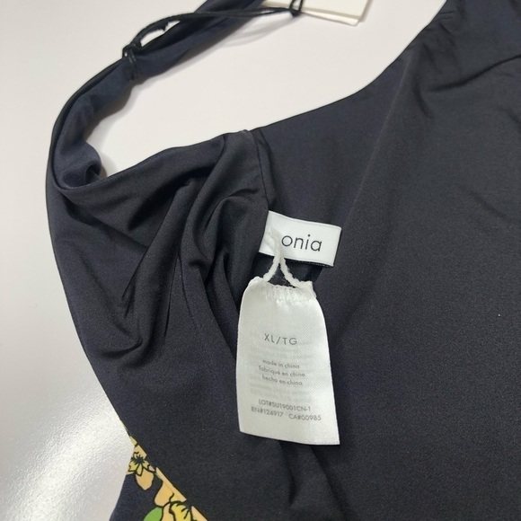 NEW Onia Rachel Floral Yellow Blue Pink Flower Black Stretchy One Piece Swimsuit - Picture 3 of 16